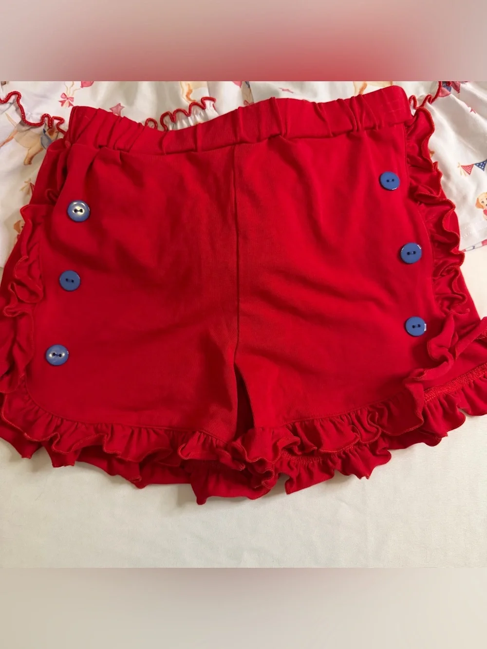 Serendipity by Shrimp & Grits Kids Patriotic Puppy‎ Ruffle Short Set Medium